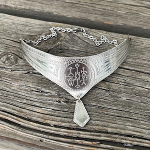 A rare traditional Sami craft pewter necklace, Jokkmokk Sweden 1970s