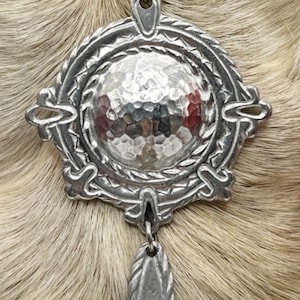 Handmade Nordic pendant– Sámi pewter necklace, Swedish folk jewelry.