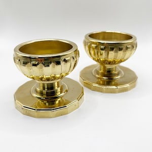 Pair of vintage Skultuna brass candle holders – No.75 – made in Sweden.