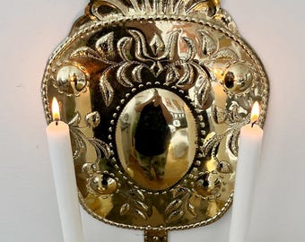 Antique Swedish brass wall sconce – handcrafted Scandinavian decor