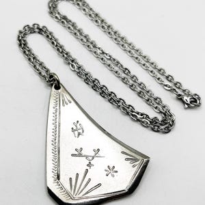 Vintage Sámi handcrafted pewter necklace–nordic folk art jewelry