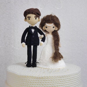 Bride Iris & Groom Terry, Crochet pattern, Crochet bride and groom, Amigurumi wedding doll, Wedding cake topper