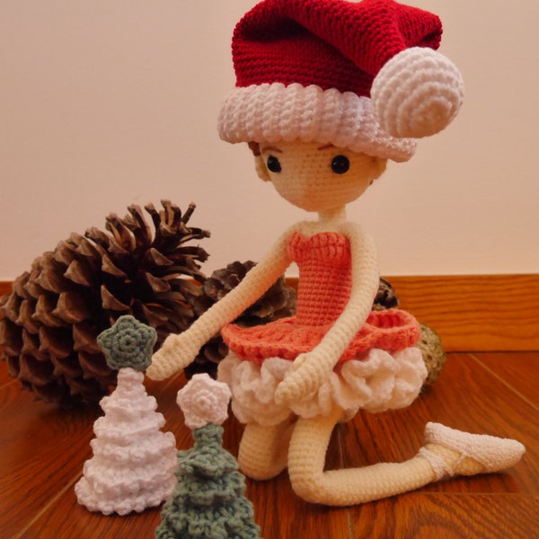 Special Christmas Combo: Ballet Kairi + "Christmas Joy" set, Ballet Dancer Doll  PDF Crochet / Amigurumi pattern