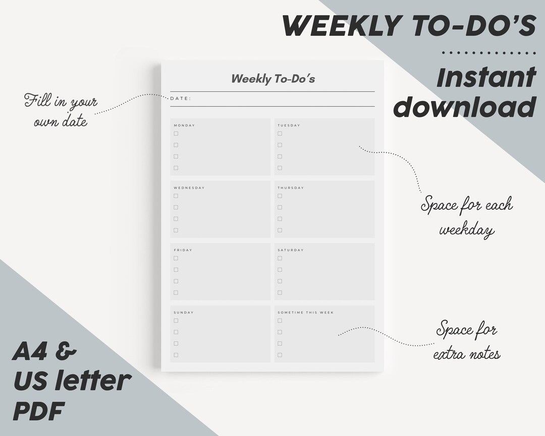 Printable Weekly Planner Undated Planner Printable Planner to Do List ...