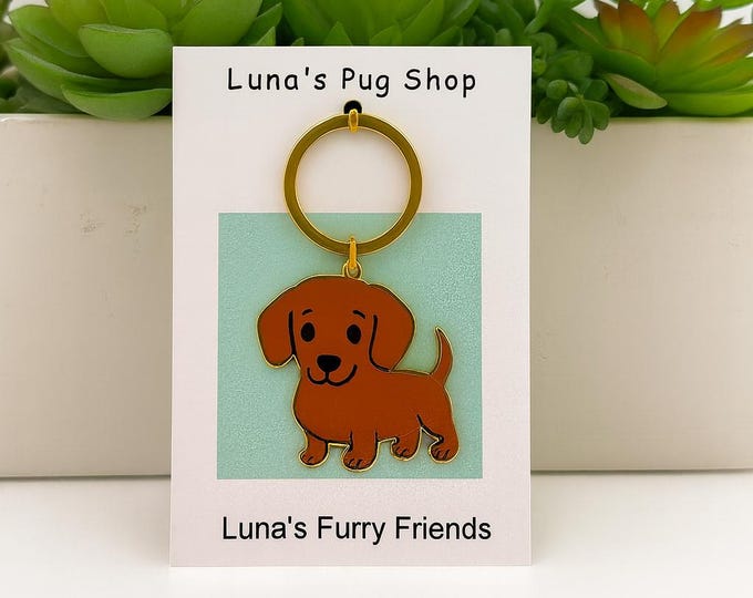 Baby Dachshund Keychain - Dachshund Stocking Stuffer Gift
