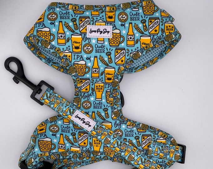 Cute Craft Beer Pattern Adjustable Dog Harness for Dogs and Pups - Craft Beer Lover Harness