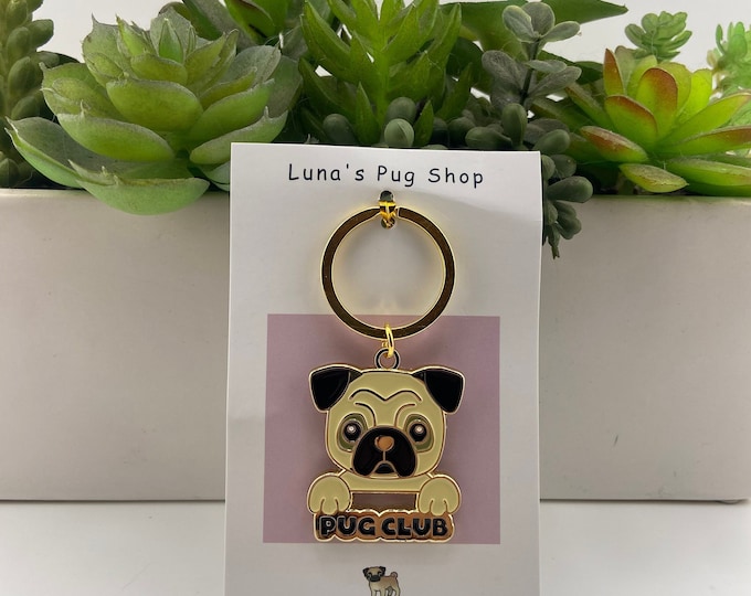 Fawn Pug Club Keychain - Pug Stocking Stuffer Gift