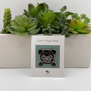 Emaille Pin - Mops Pin (Schwarz)