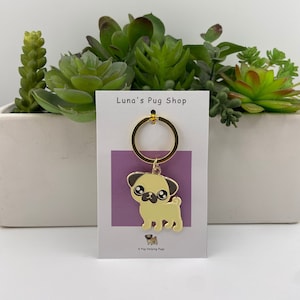 Fawn Baby Pug Keychain - Pug Stocking Stuffer Gift