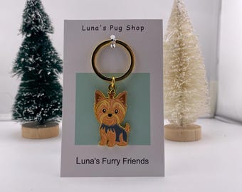 Baby Yorkie Terrier Keychain - Yorkie Stocking Stuffer Gift