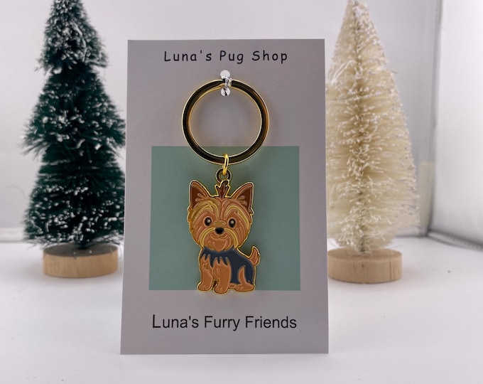 Baby Yorkie Terrier Keychain - Yorkie Stocking Stuffer Gift