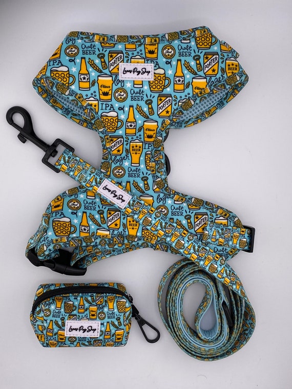 Cute Craft Beer Pattern Adjustable Dog Harness for Dogs and Pups - Craft Beer Lover Harness