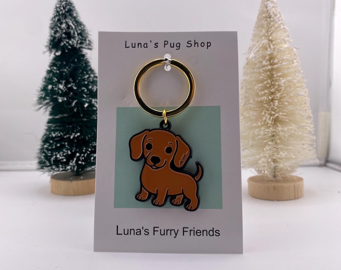 Baby Dachshund Keychain - Dachshund Stocking Stuffer Gift