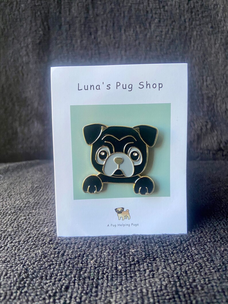 Pug Pin Enamel Pin Pug Pin black - Etsy