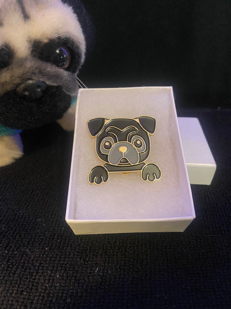 Pug Pin Enamel Pin - Pug Pin (black) - Etsy