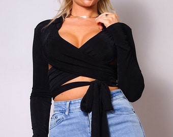 Sexy Long Sleeve Crop Top | Etsy