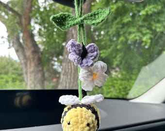 Custom Crochet Bee & Butterfly Car Hanging Decor