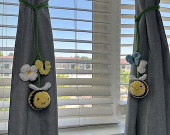 Crochet Butterfly & Bee Curtain Ties: Handmade Home Decor