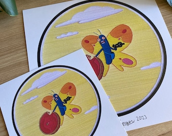 Tart Stealing Butterfly Embroidery Print