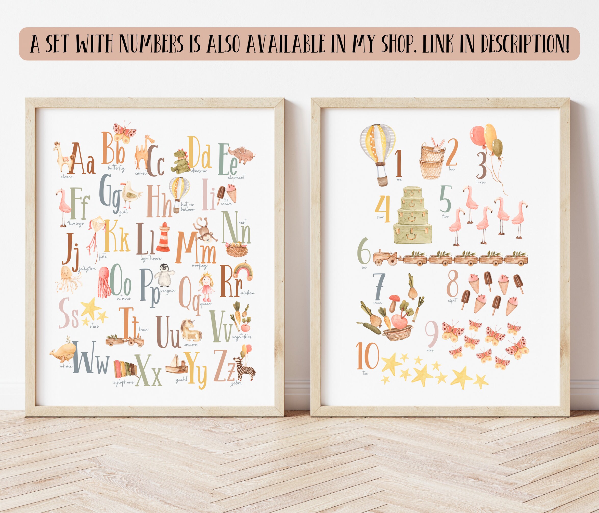 Boho Alphabet Printable Poster, ABC Wall Art, Homeschool Decor, Toddler