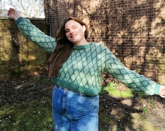 Modello di maglione slip-up: maglione corto, XS – XXL, filato grosso