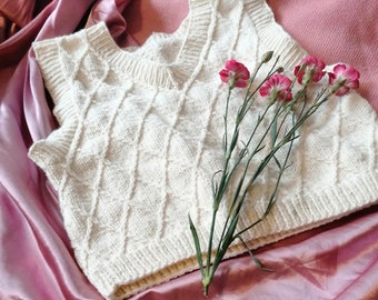 Gilet senza lacci: gilet corto con motivo lavorato a maglia, taglia dalla XS alla 5X inclusa