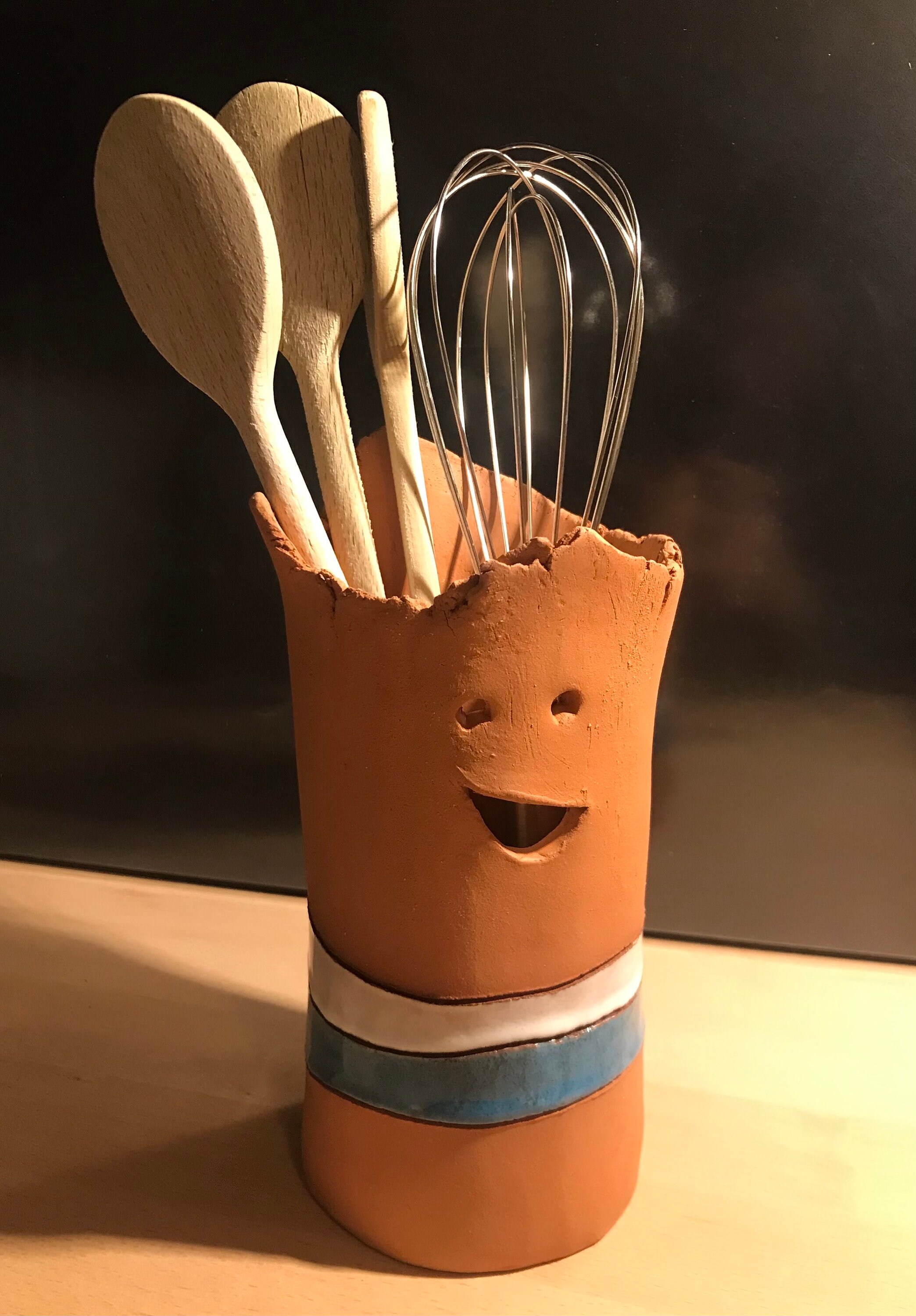 Pot à Ustensiles de Cuisine Terre Cuite Artisanal Céramique