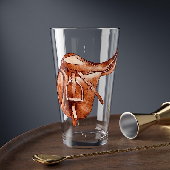 Equestrian Mixing Glass, 16oz - Horse Lover's Cocktail Tumbler, Equine Enthusiast Gift, Farmhouse Kitchen Decor, Birthday Present, Unique