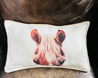 Almohada de caballo de 12 x 20, regalo de caballo, regalo de inauguración de la casa, regalo para amantes de los caballos, linda almohada, amante de los equinos, regalo para amantes de los ponis, decoración del hogar