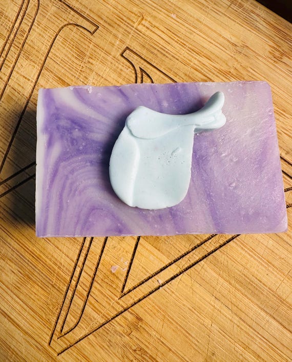 Equestrian Lavender Soap and  fragrance embellished with an English Saddle. Hand Crafted in the USA, #soap, #artisan soap, #designer soap
