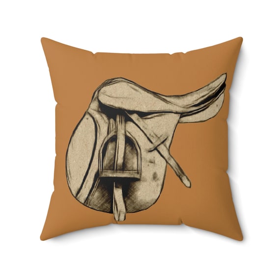 Equestrian Art Faux Suede Pillow - Horse Lover Decor, Farmhouse Style, Gift for Riders, Rustic Home Decor, Western Accent Cushion