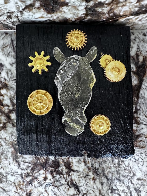 Equestrian designed home decor with wood from a KY Horse Farm. Hand Crafted in KY and all one of a kind, hand poured ceramics and painted.