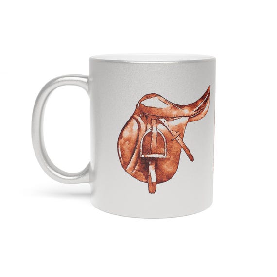 Equestrian Metallic Mug - Perfect for Horse Lovers, Unique Gift for Riders, Stylish Coffee Cup, Western Decor, Equine Enthusiast Collection