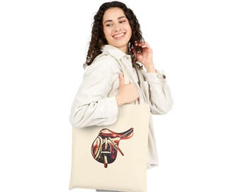 Bolsa de lona de algodón ecuestre, regalo para amantes de los caballos, elegante bolsa reutilizable, accesorios ecuestres únicos, perfecta para espectáculos ecuestres, [...]