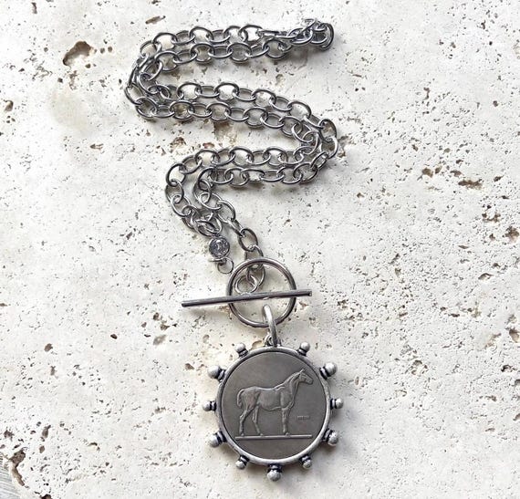 Equestrian Horse Coin Necklace | Boutique Statement Jewelry