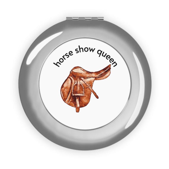 Compact Mirror Horse Show Queen with Western Saddle, Cowgirl Vanity Mirror, Equestrian Makeup Mirror, Rodeo Theme Pocket Mirror, Horse Lover