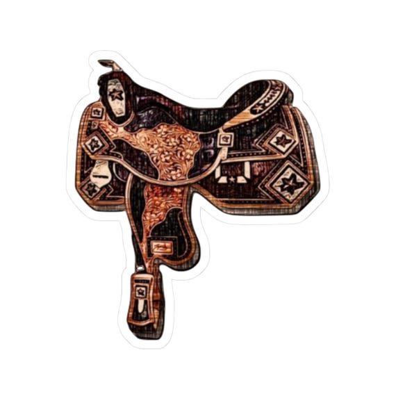 Rustic Saddle Kiss-Cut Stickers - Perfect for Horse Lovers, Equine Décor, Laptop Decals, Gifts for Riders, Western Style