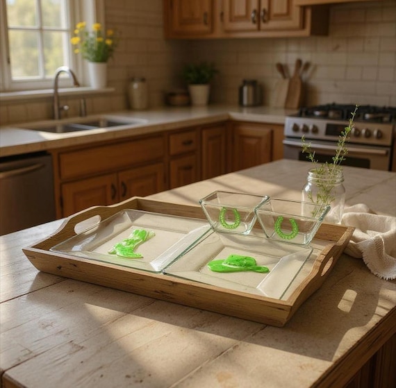 Cowboy Styled glass plates that are hand painted by an equestrian.  dishwasher safe and so elegant for that special someone.