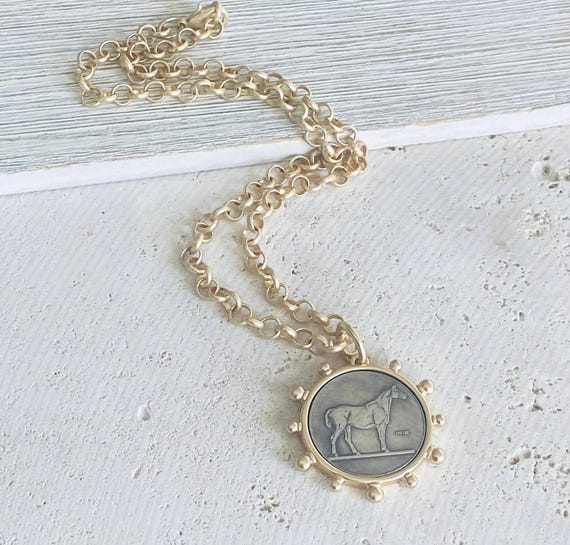 Matte gold horse coin jewelry