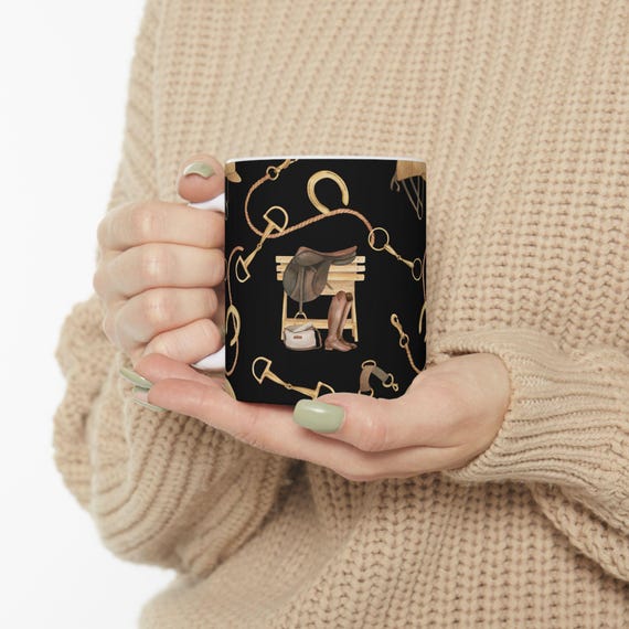 Equestrian Theme Ceramic Mug | Horse Lover Gift | Relaxing Coffee Cup | Farmhouse Decor | Unique Horse Riding Mug