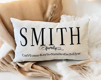 Wedding Gift, Personalized Last Name Pillow, Personalized Pillow, Custom Pillows, Custom Pillow Cover, Family Gift, Realtor Gift, farmhouse