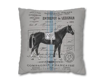 Funda de almohada con ilustración de caballo francés vintage / Decoración ecuestre