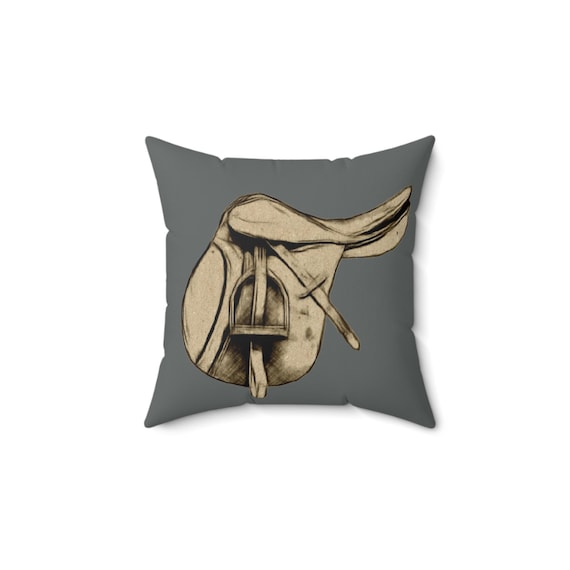 Equestrian Art Faux Suede Pillow - Horse Lover Decor, Farmhouse Style, Gift for Riders, Rustic Home Decor, Western Accent Cushion