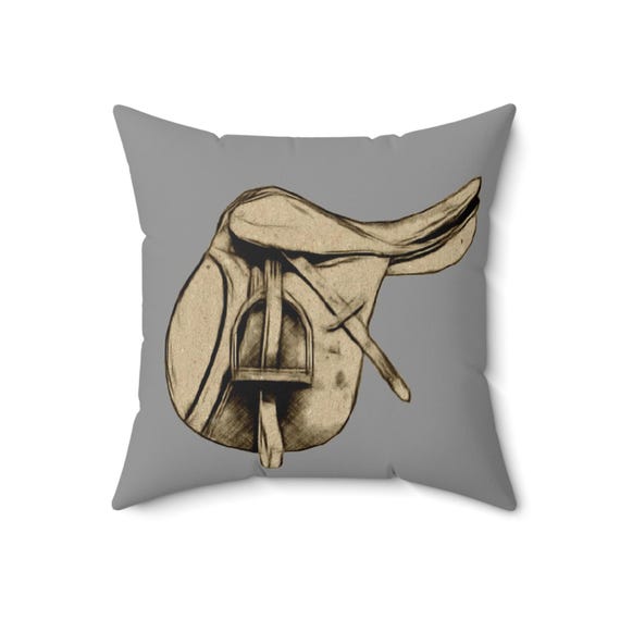 Equestrian Art Faux Suede Pillow - Horse Lover Decor, Farmhouse Style, Gift for Riders, Rustic Home Decor, Western Accent Cushion