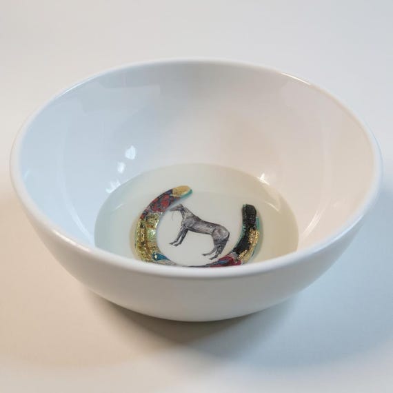 Elegant Equestrian themed Salad Bowl with horse shoe. Perfect for salads, fruit bowl or decorative item. Food contact safe