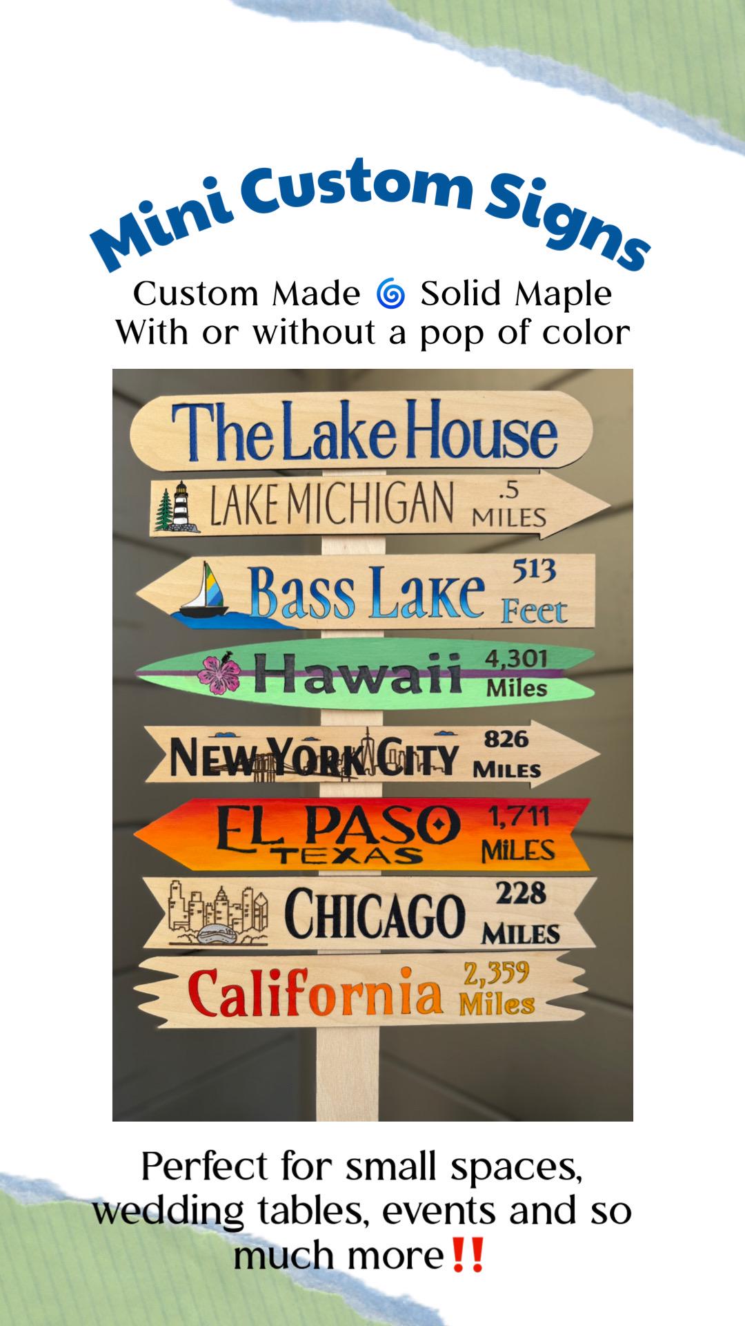 Mini Directional Wood Signage
