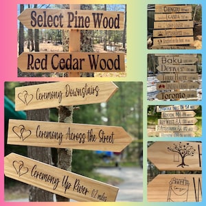 Custom Directional signage, solid Wood Engraved Red Cedar/Pine Destination Sign/Colorful Mileage Markers, Special gift for you & a loved one