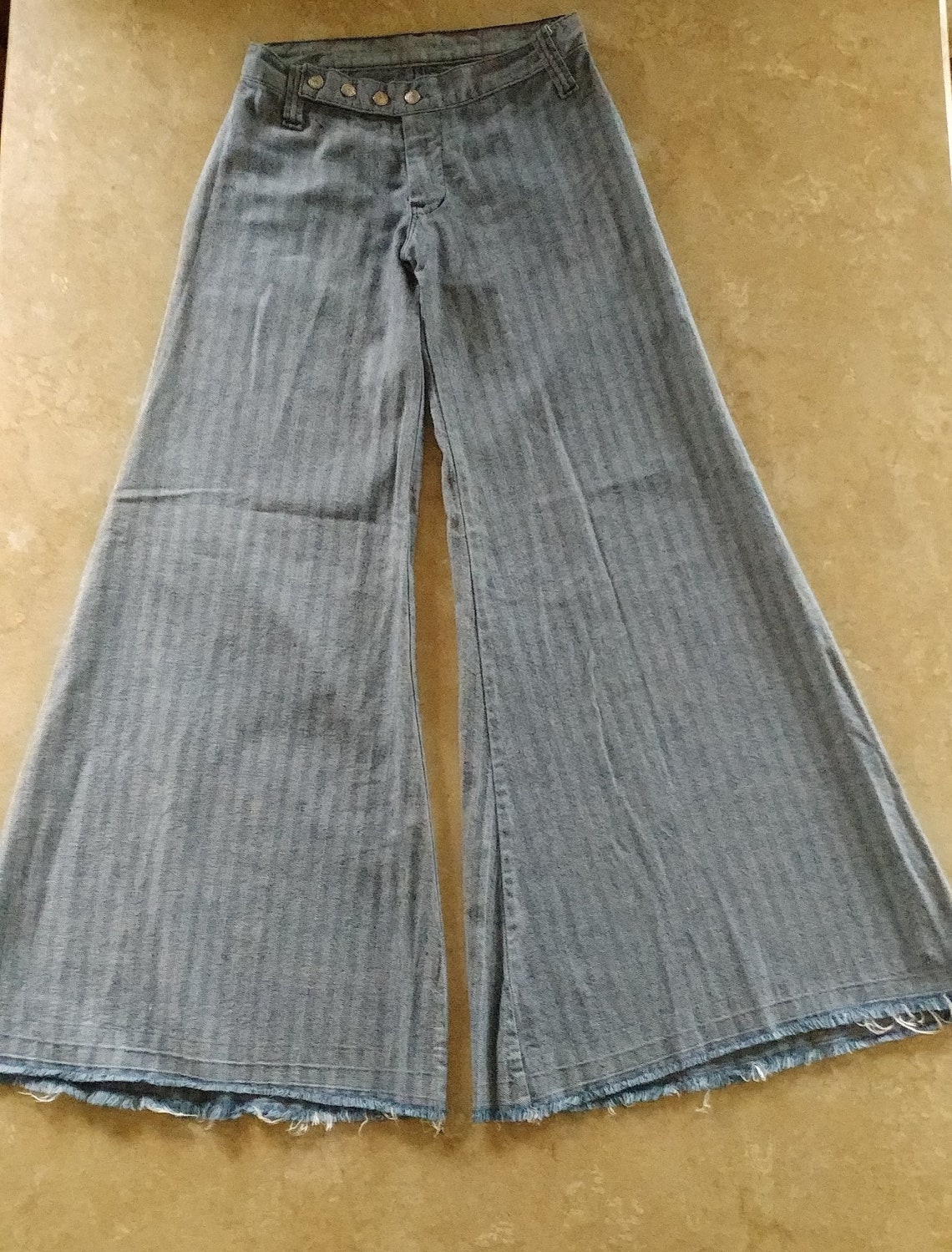 Vintage 1970s Bell Bottom Hip Hugger Jeans muted stripe | Etsy