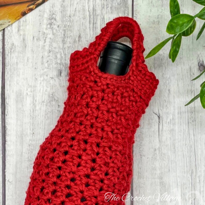 Crochet Wine Bottle Holder Pattern | Wine Carrier Cozy Tote Bag Cover ...