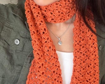 Lacy Crochet Scarf Pattern/Lightweight Woman’s Scarf, Shawl, Wrap/ Easy Crochet Gift for Her/ Crochet Cowl Pattern//Jasmine Scarf